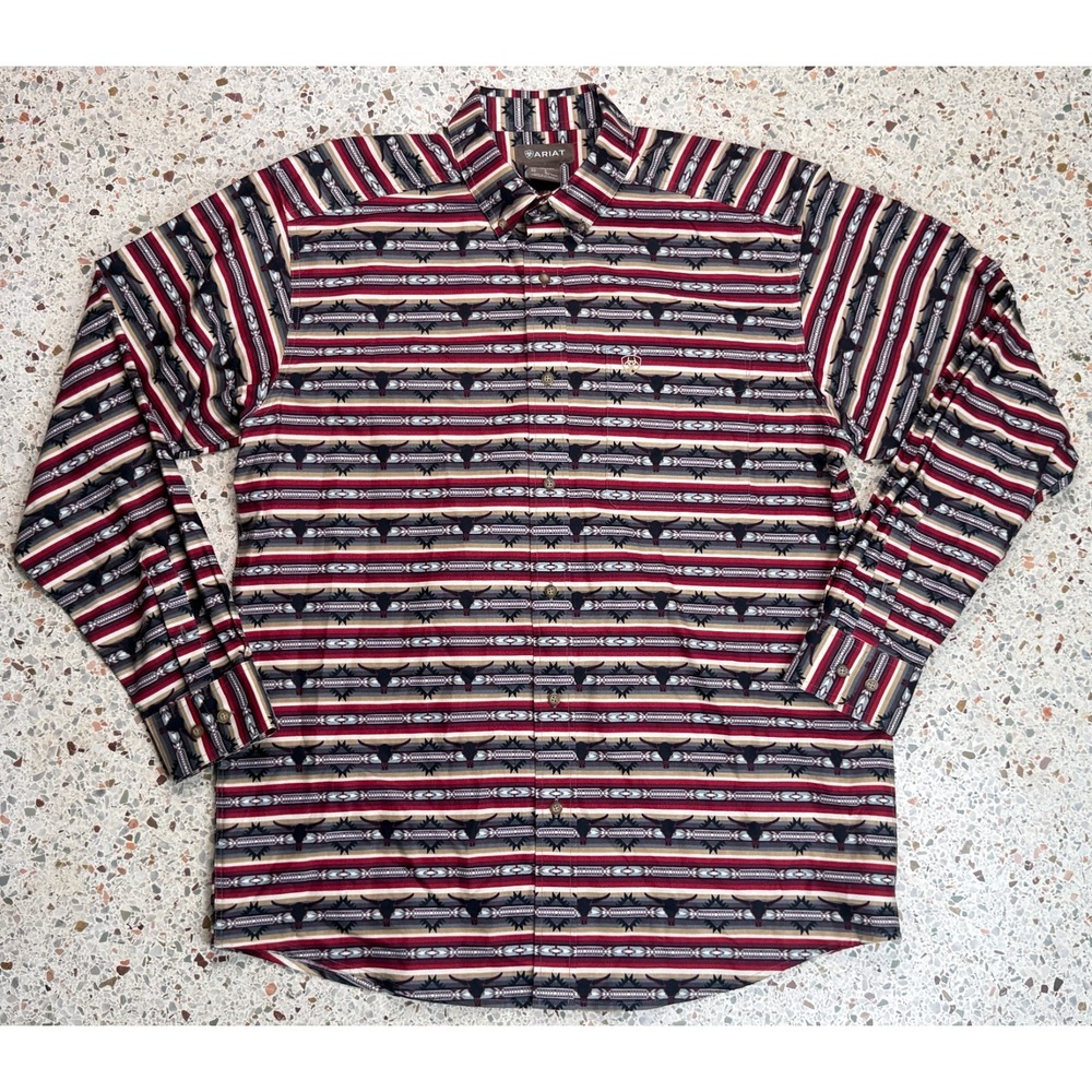 Ariat Men's Long Sleeve Southwestern Print Button Down Shirt Size Large
